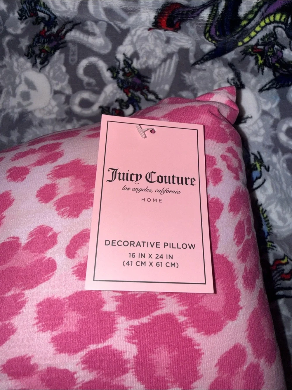 Juicy Couture Pink Leopard Knot Pillow